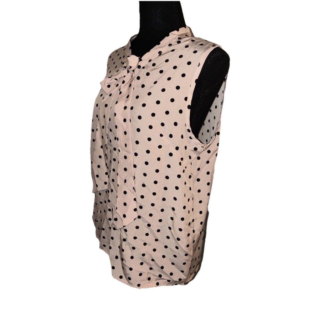 Shein Large Pink & Black Polka Dot Sleeveless Blouse